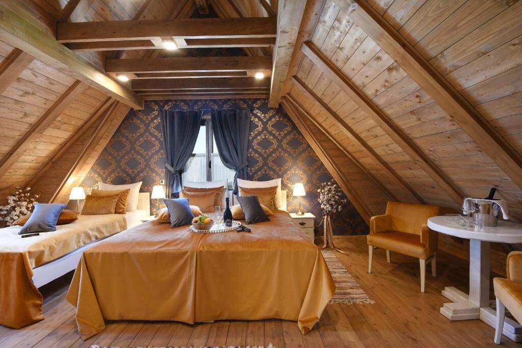 Wooden attic room at Lakeside Hotel Plitvice